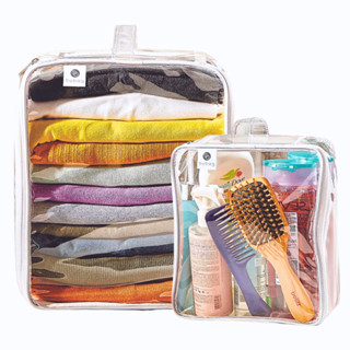 1 Necessaire P + 2 Necessaire M Multiuso Cosméticos Acessórios Roupas Guarda Roupa Transparente - Bubag em Oferta na Shopee