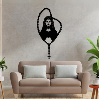 Quadro Terço Jesus Cristo MDF Decoração Pintado em Oferta na Shopee