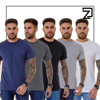 Kit 5 Camiseta Básica Masculina 100% Algodão Premium