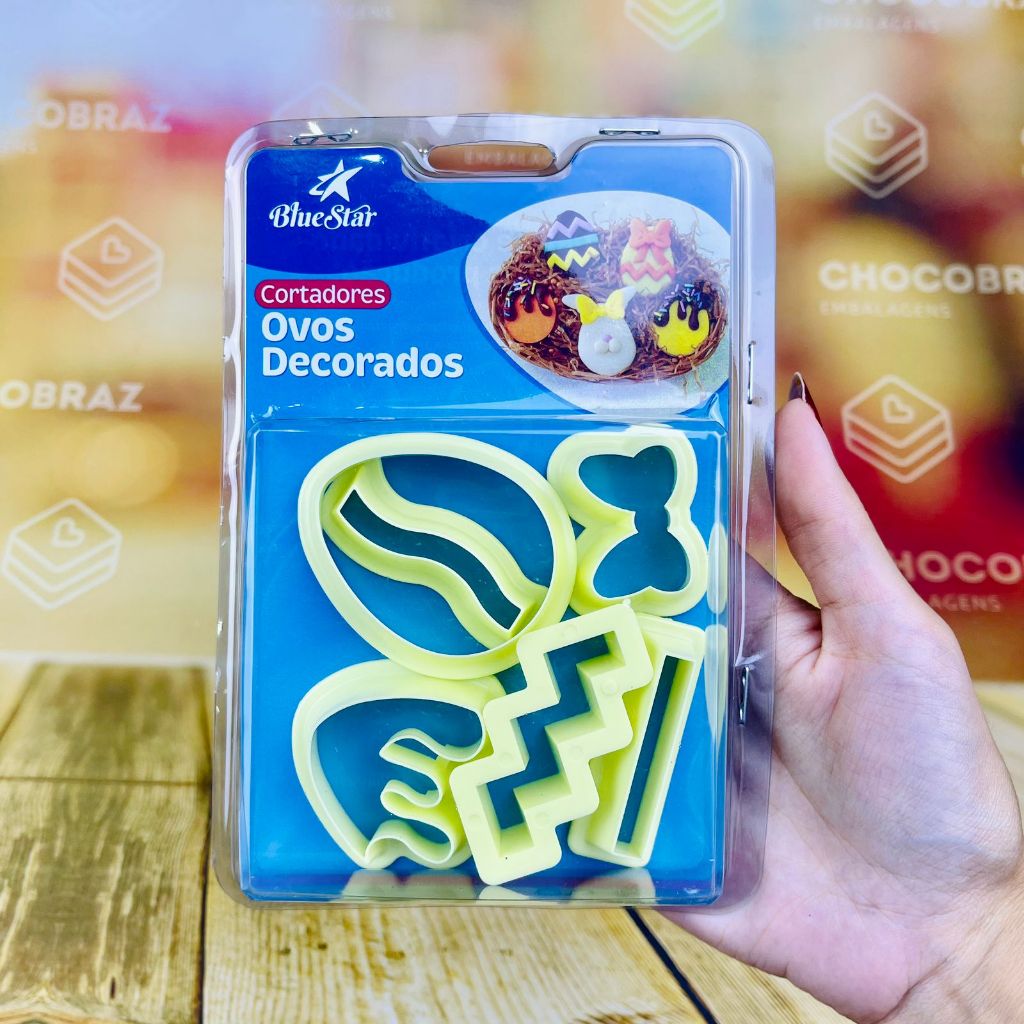 Kit Cortadores Ovos Decorados 6 Peças (Blue Star)