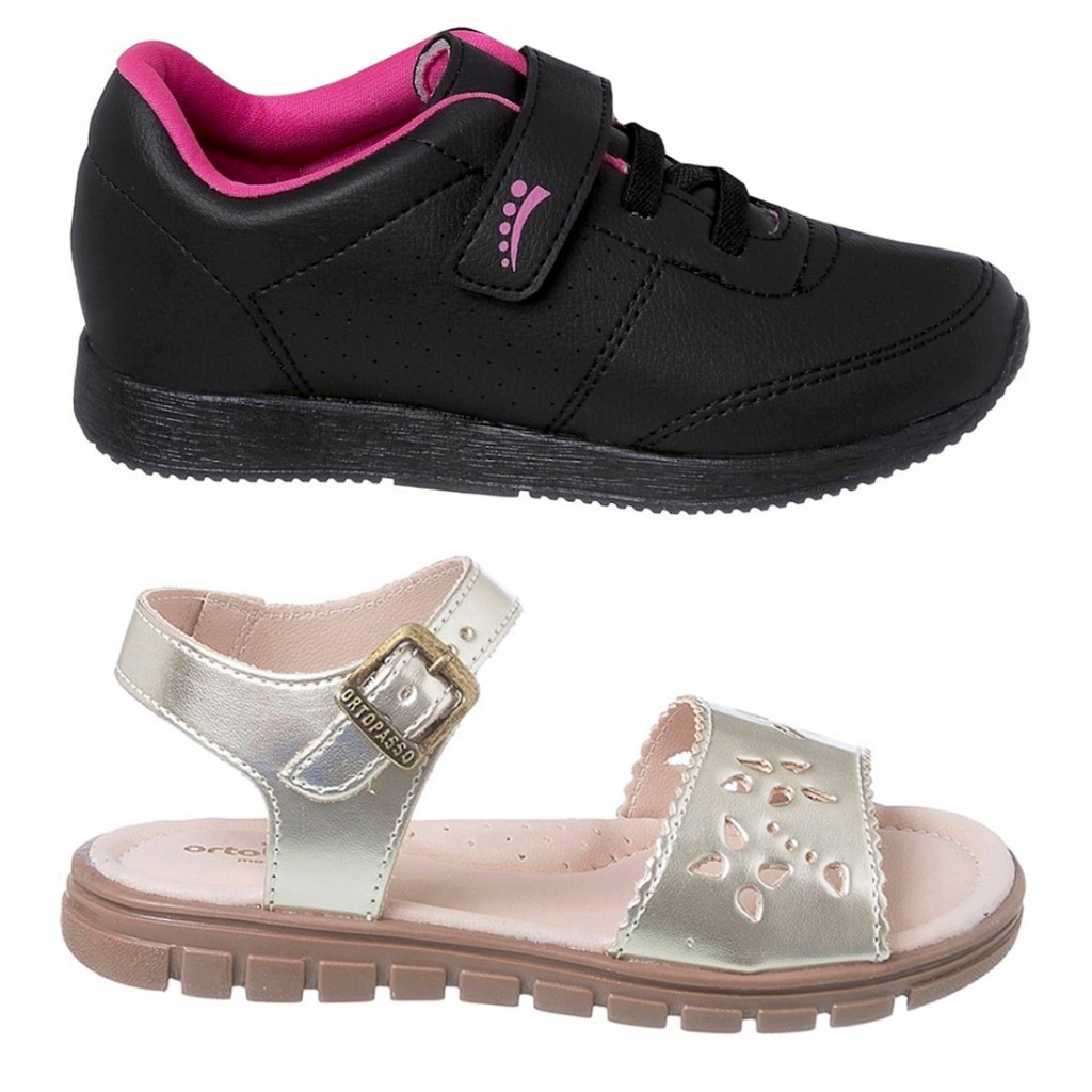 Kit Tênis + Sandália Infantil Menina Feminina Escolar em Oferta na Shopee