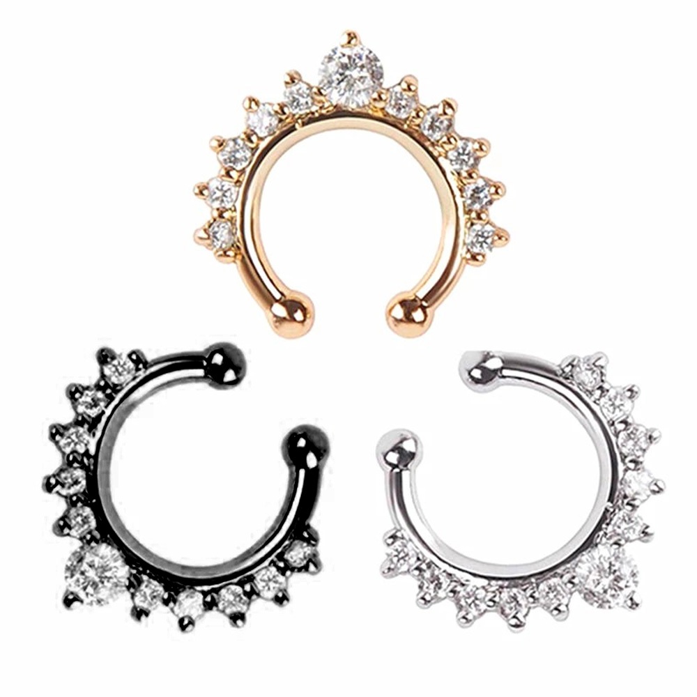 piercing para nariz masculino feminino cor prata prateado dourado com pedra pedrinha zircônia