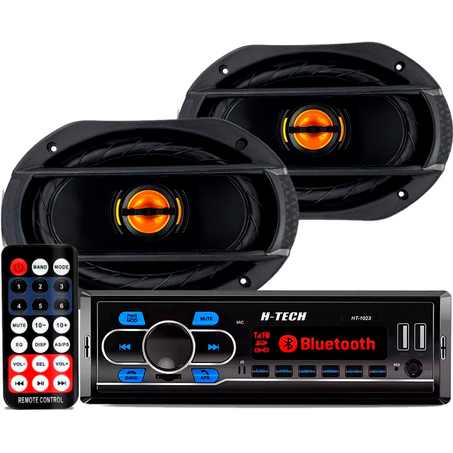 Kit Som Radio Mp3 Bluetooth + 2 Kit Alto Falante JbFlex 6x9 110w em Oferta na Shopee