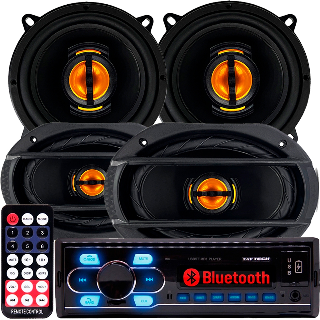 Kit Som Automotivo Som Porta Original Falante 6x9 Polegadas + 5 Polegadas JbFlex + Rádio Bluetooth Carro Mp3 Usb 220w - Spare Parts and Accessories for Vehicles