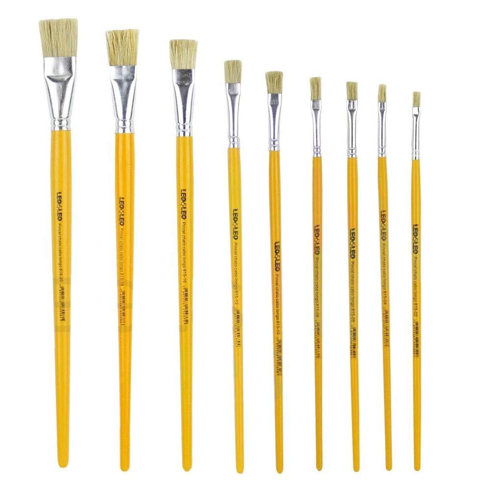 Pincel Chato de Cabo Longo amarelo 1 unidade Leo & Leo Leonora