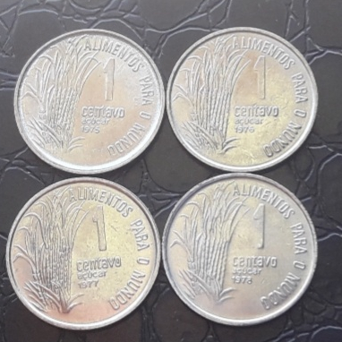 Moedas de 1 Centavo 1975 - 1976 - 1977 - 1978 FAO açúcar.