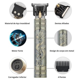 Máquina de cortar cabelo barbeiro profissional dragão elétrica bateria recarregável  ENVIO IMEDIATO
