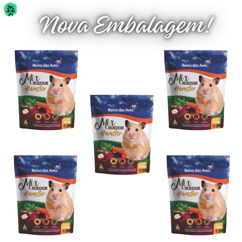 Kit Hamster gold mix 500 g - 5 und - Reino das Aves