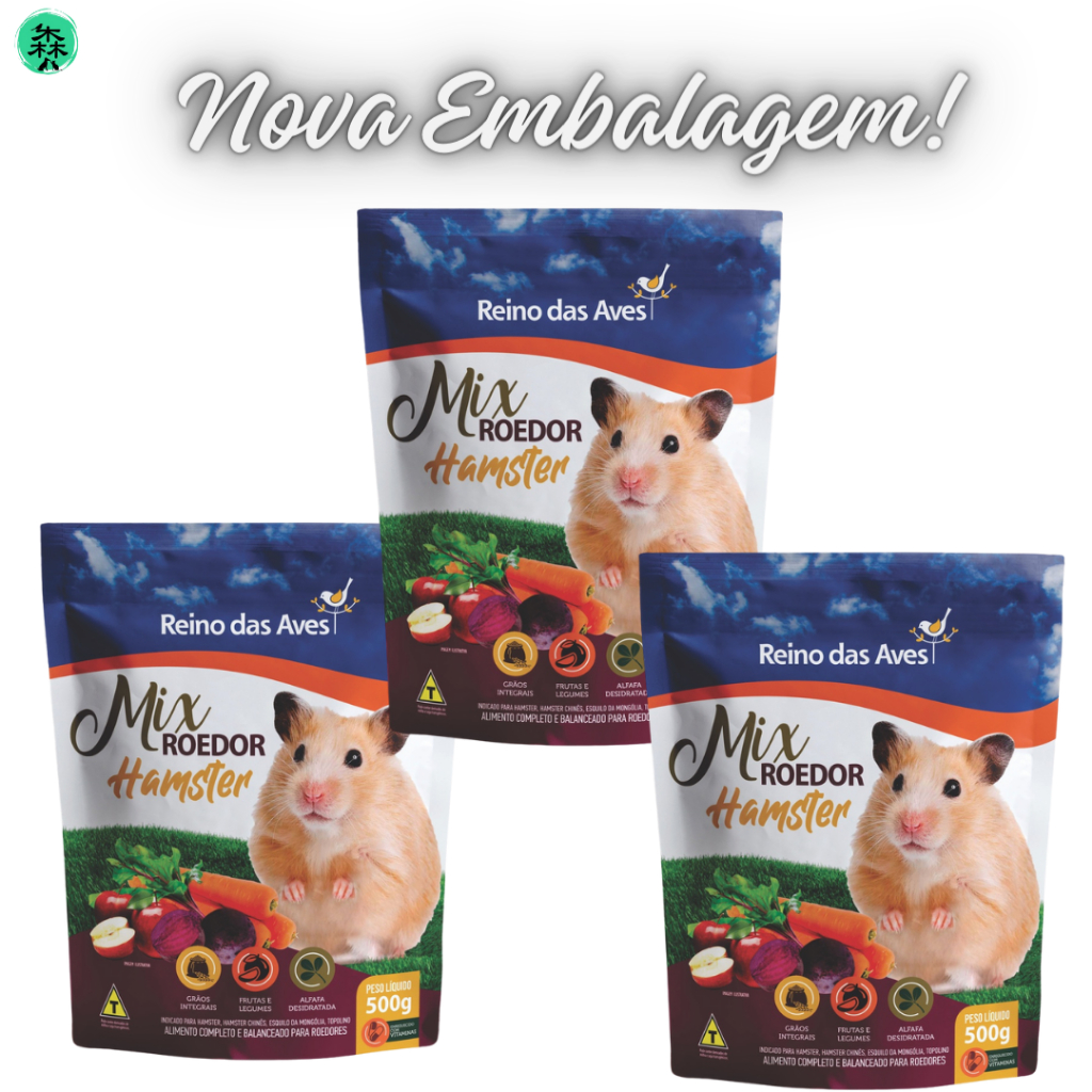 Kit Hamster gold mix 500 g - 3 und - Reino das Aves