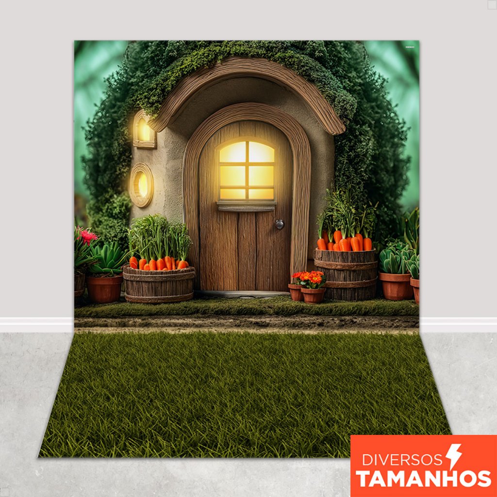 Fundo para Fotos Páscoa Casinha do Coelhinho Em Tecido PCA-270