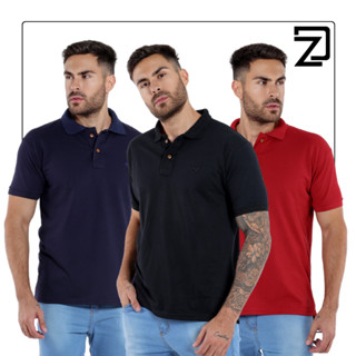 Kit 3 Camisas Polo Masculina Básica Varias Cores
