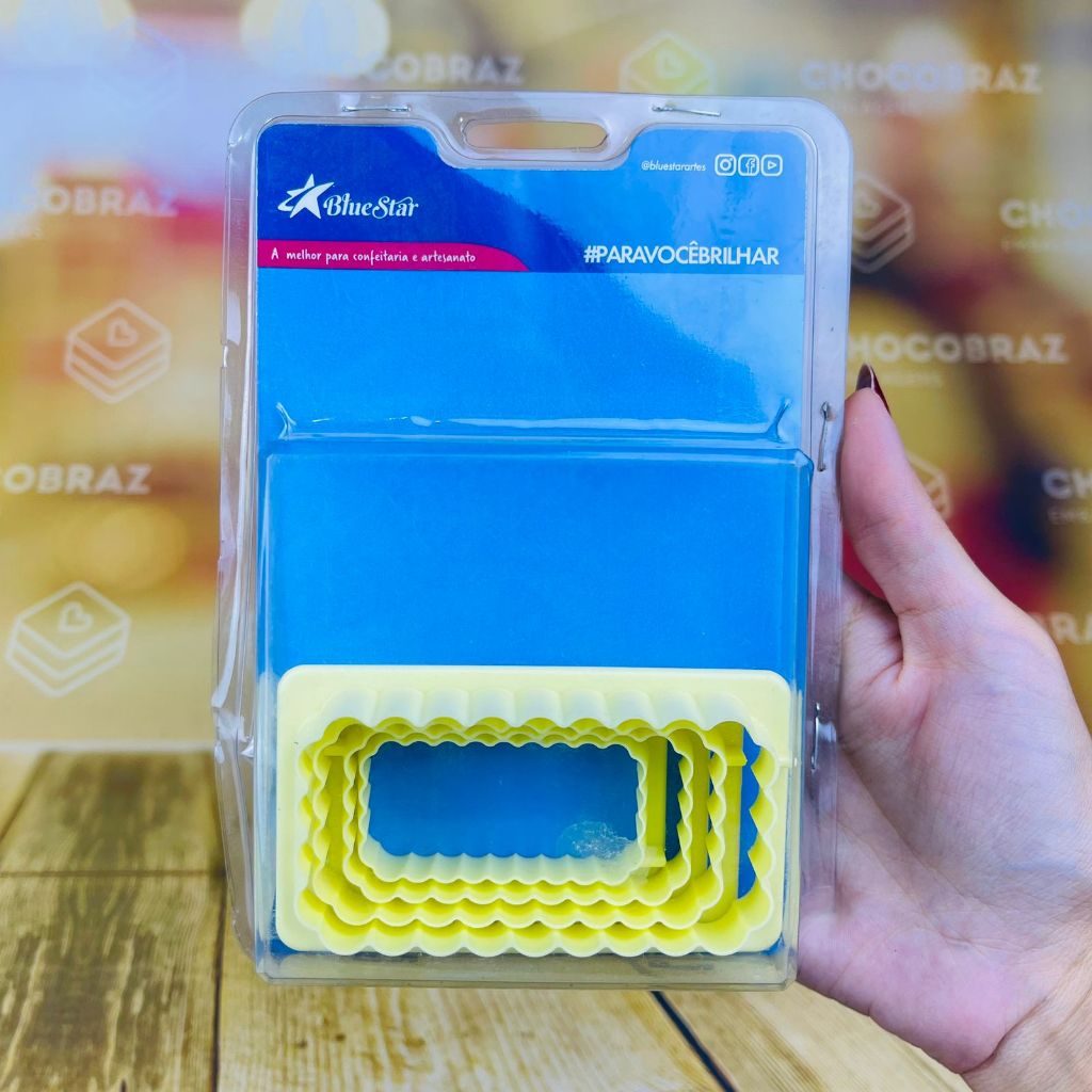 Kit Cortador RETANGULAR BABADO  4 PEÇAS (Blue Star) em Oferta na Shopee