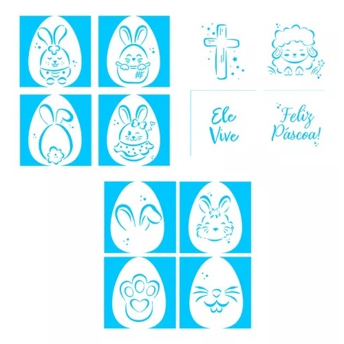 Kit Mini Stencils Páscoa Bluestar em Oferta na Shopee