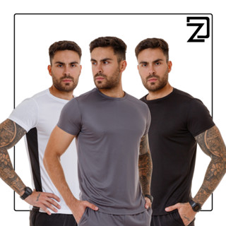 Kit 3 Camiseta Masculina Poliester Academia Básica Dry fit