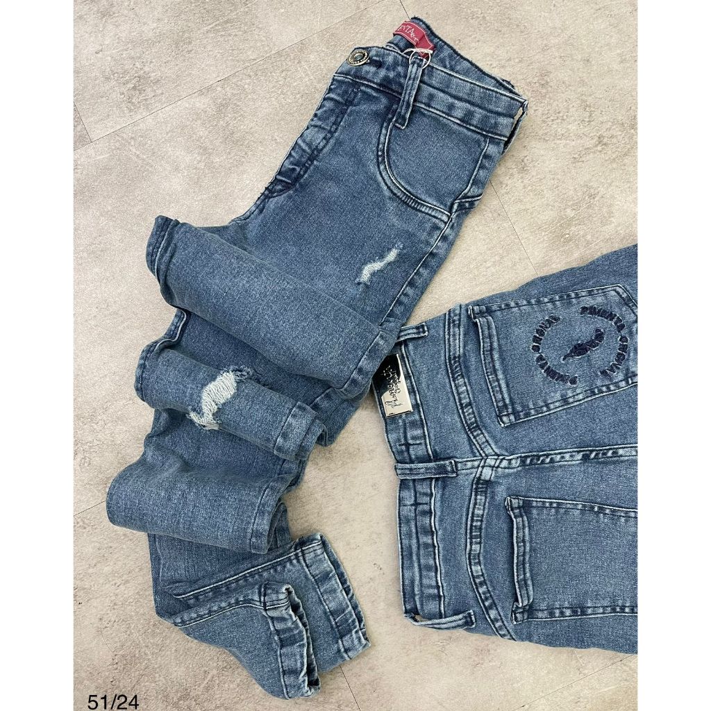 Calça Jeans Feminina Sal E Pimenta Skinny Linda Rasgada Envio Rapido em Oferta na Shopee