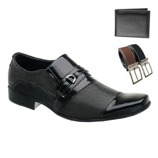 Sapato Social Masculino Solado de Borracha Oxford + Carteira + Cinto