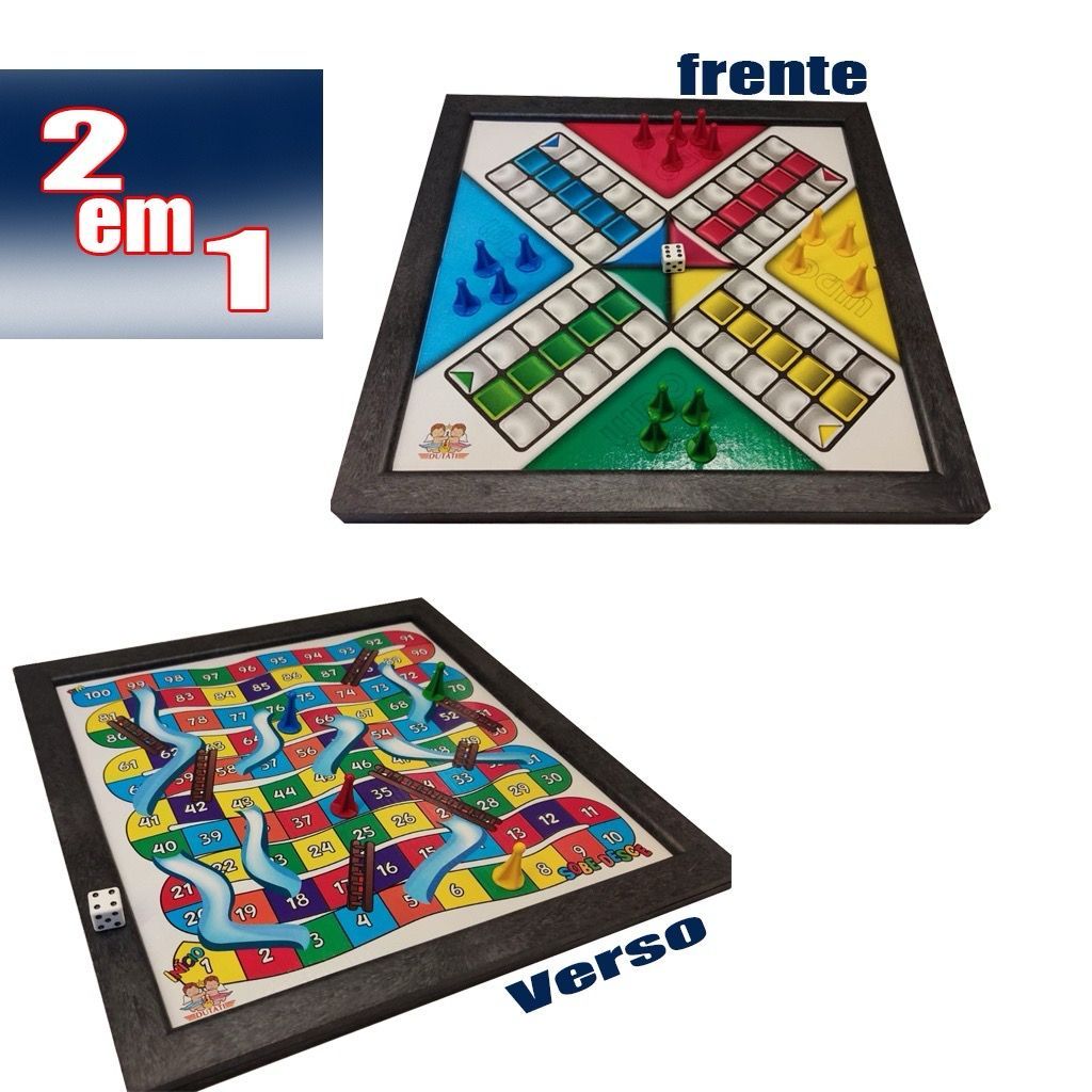 Jogo Educativo Tabuleiro Ludo E Sobe Desce Grande 32cm x32cm (Dutati)