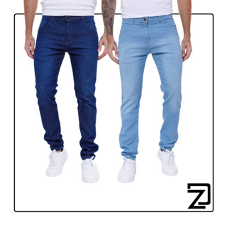 Kit 2 Calças Jeans Skinny Masculina Slim Com Elastano