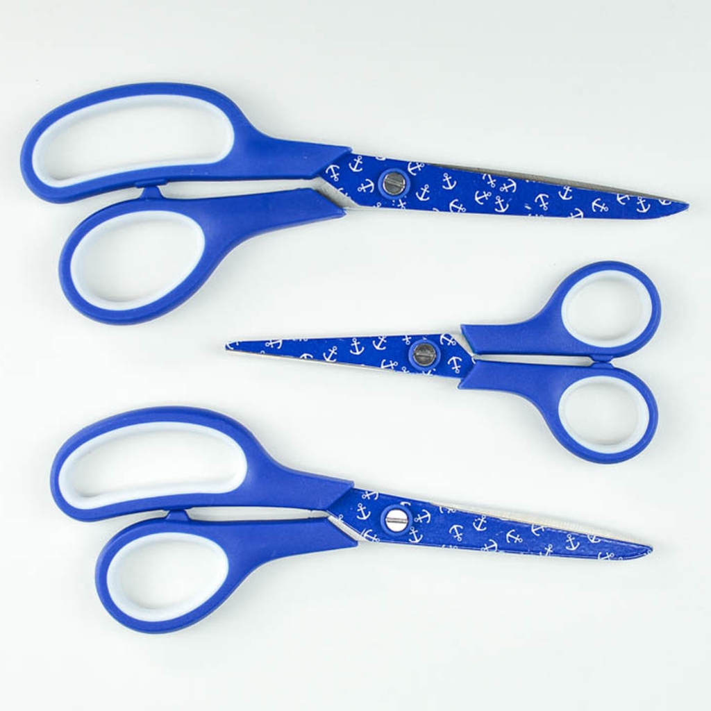 Kit Com 3 Tesouras Decoradas para Corte e Costura, Artesanato, Patchwork e Papelaria em Aço Inoxidável - ÂNCORA