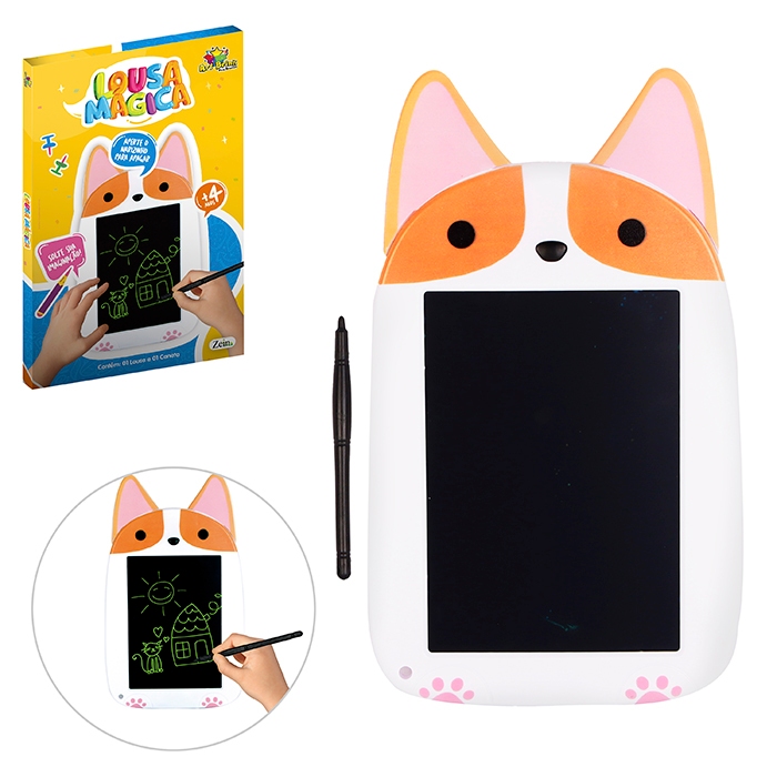 Lousa Raposinha Infantil Mágica 3d 30Cm Tablet Desenhar, Escrever e Apaga Desenhos Colorido