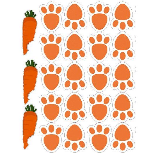 kit adesivos decorativo de Pegadas de Coelho e cenoura patas de coelho 102 unidades em Oferta na Shopee
