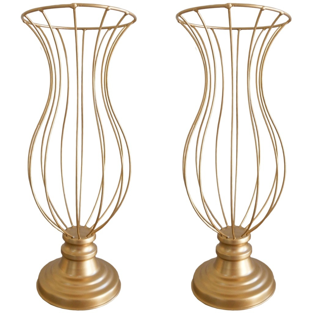 1 kIT 2 VASOS EM ARAMADO DE 45 cm cor dourado