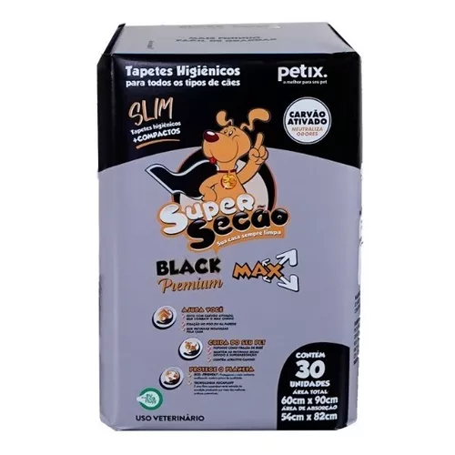 Tapete Higiênico Super Secão Black Premium Slim 30 Unds