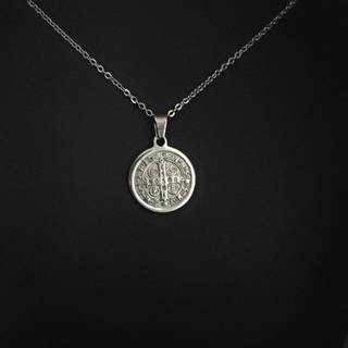 Corrente com Medalha de São Bento Colar Aço Inox