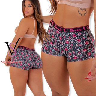 Kit 10 Calcinha Box Lisas Shortinho Feminino em Microfibra Boxer Short Forro em AlgoDão