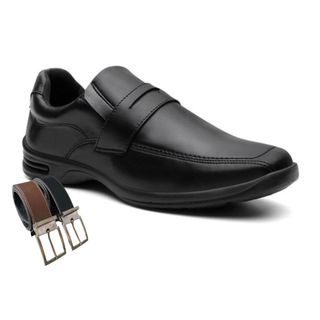 Sapato Social Couro Legitimo Calce Facil Confortavel + Cinto