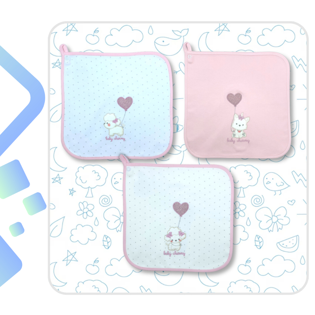 Kit 3 Panos De Boca Babete Bordado 100% Algodão Tecido Duplo SUPER MACIO COM PRENDEDOR DE CHUPETA em Oferta na Shopee