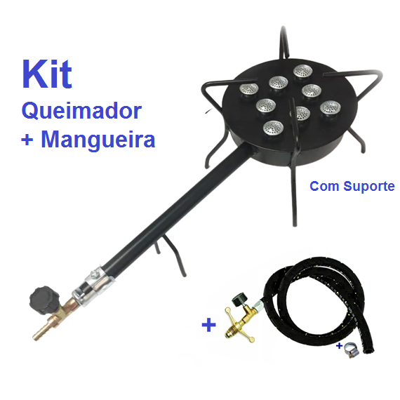 Kit Queimador De Mesa C/ Mangueira Alta Pressão 8 Caulins em Oferta na Shopee