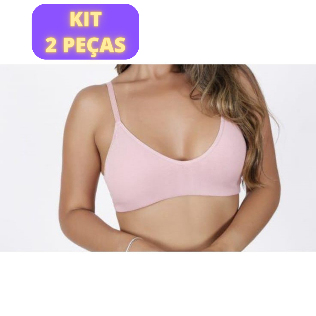 Kit 2 SUTIÃ TOP BÁSICO Sem Bojo Sem Aro Confortável 0065 em Oferta na Shopee