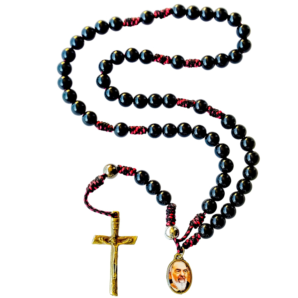 Terço Católico Padre Pio com Cordão Naval Artigo Religioso Rosário São Pio de Pietrelcina