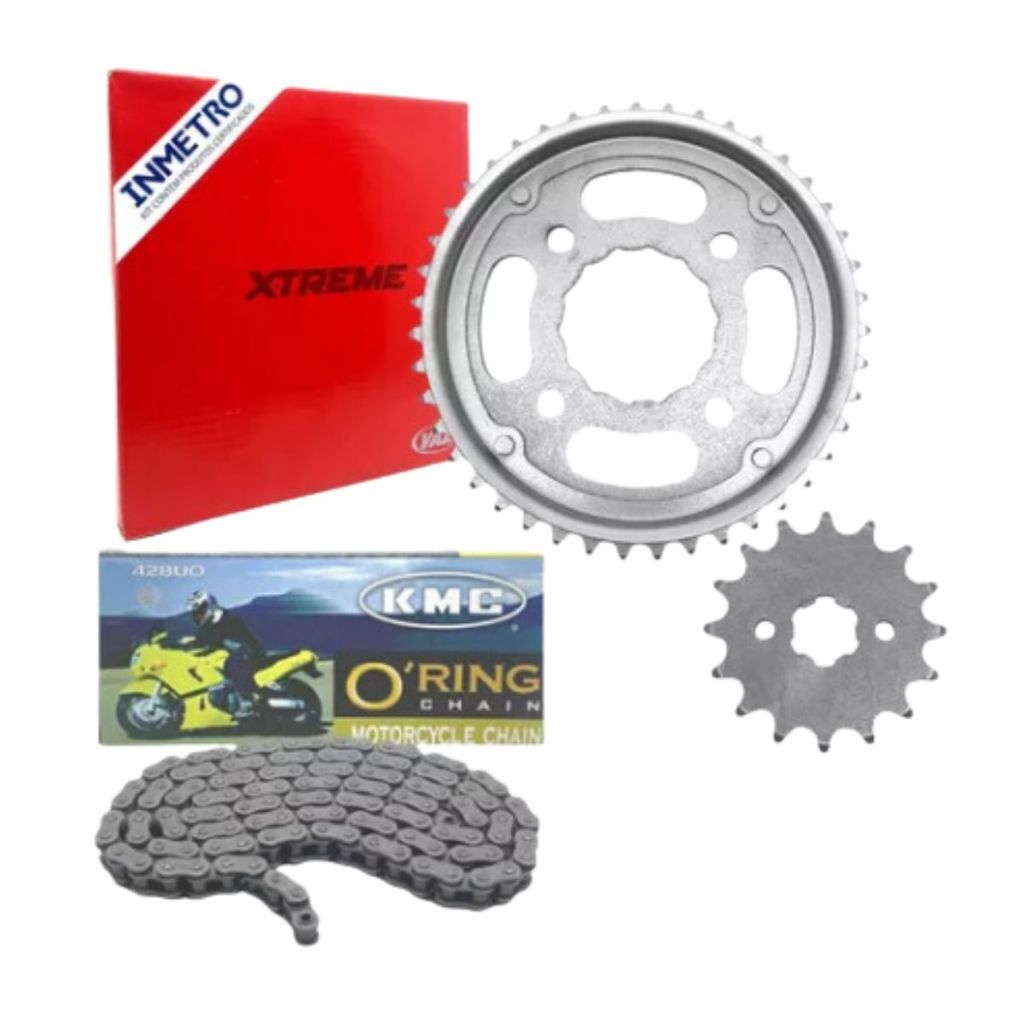 Kit Relacao Transmissao Titan 150 Vaz + Corrente Kmc Com Retentor