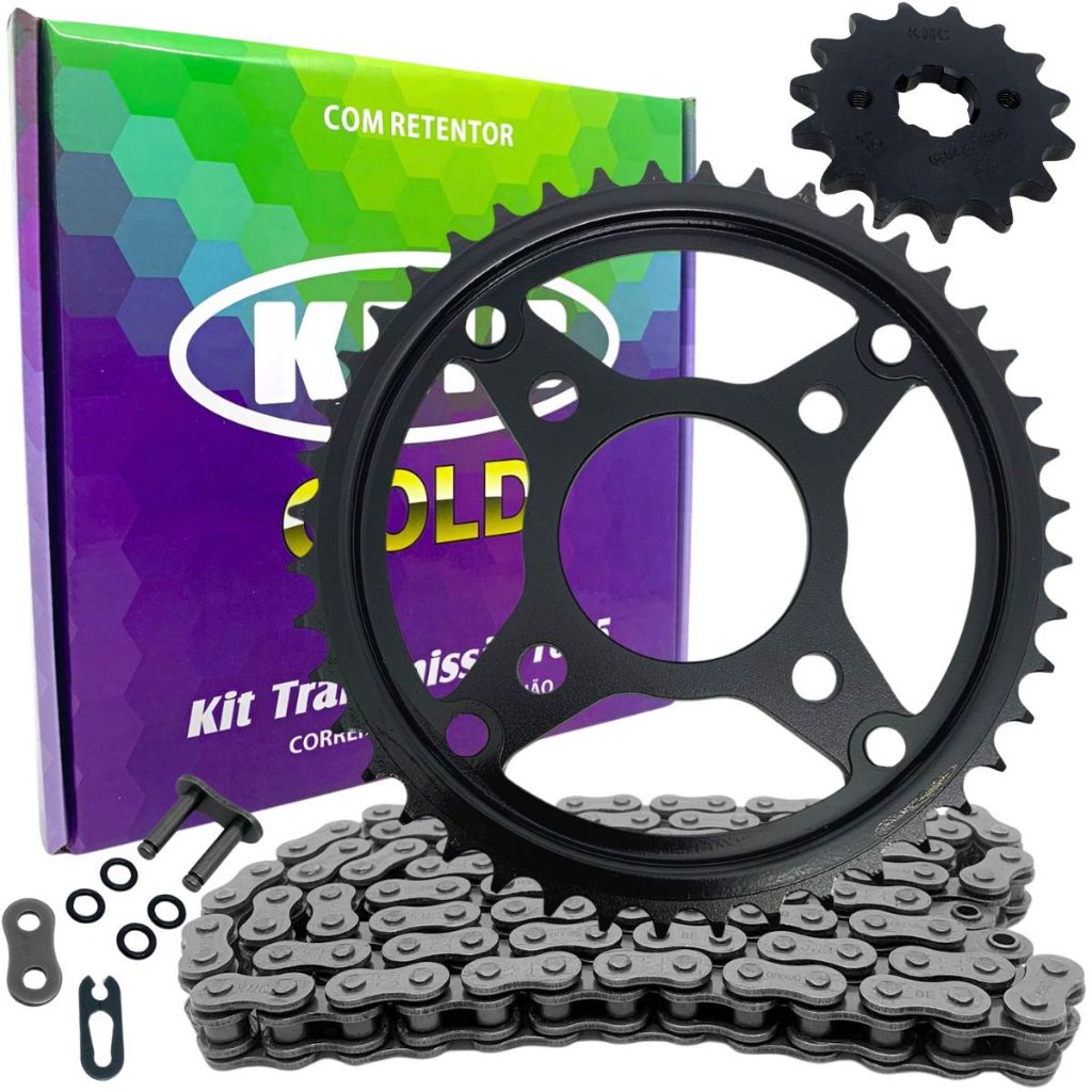 Kit Relação Cg Titan 150/fan 150 Todos os anos Kmc C/Retentor - 80465 Coroa/Pinhão/Corrente Em Aço em Oferta na Shopee
