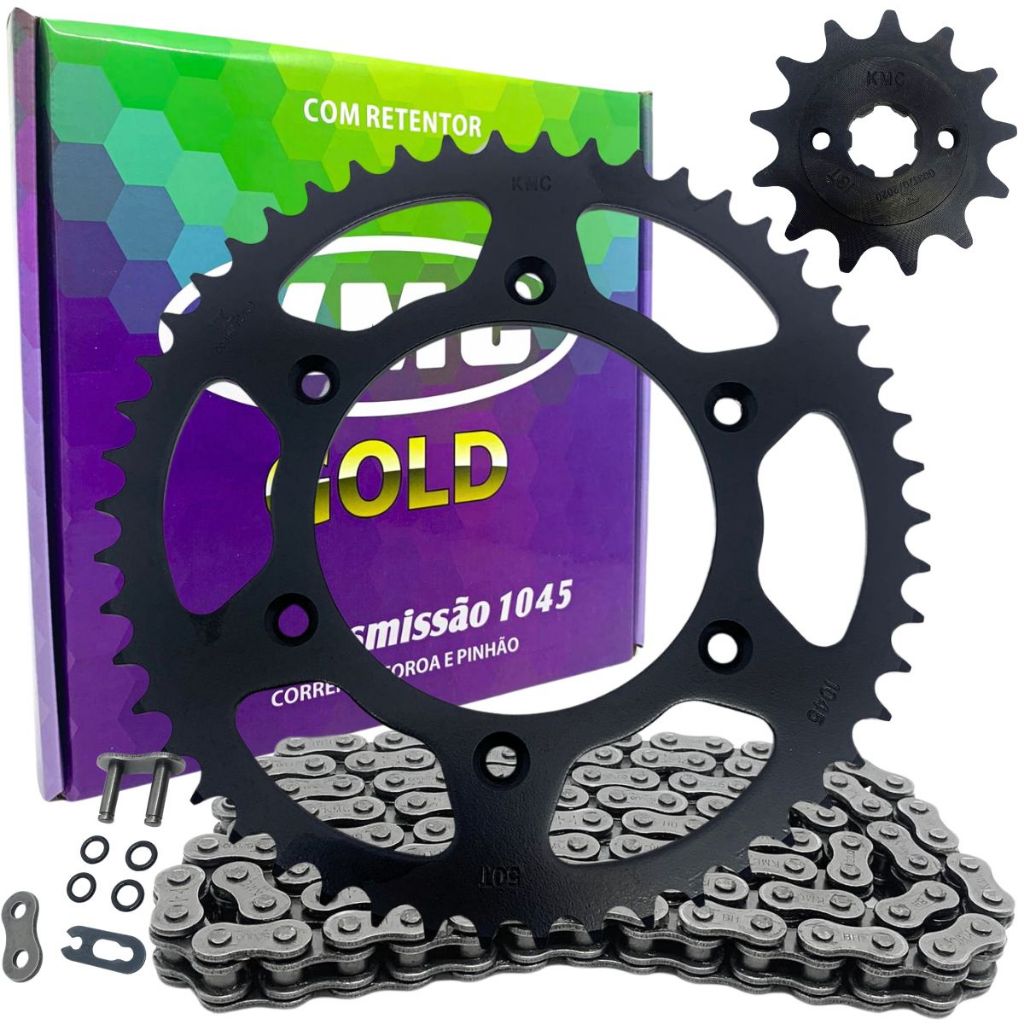 Kit Relação Transmissão Kmc CRF 230 - 880453 Completo Corrente Coroa e Pinhão Aço 1045 em Oferta na Shopee