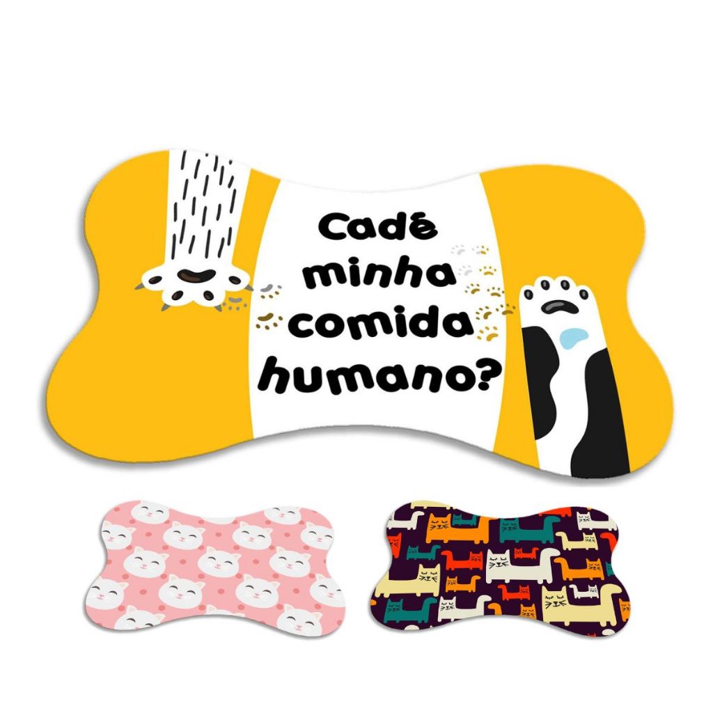 Kit 3 Tapete Pet Para Comedouro Osso 46x36