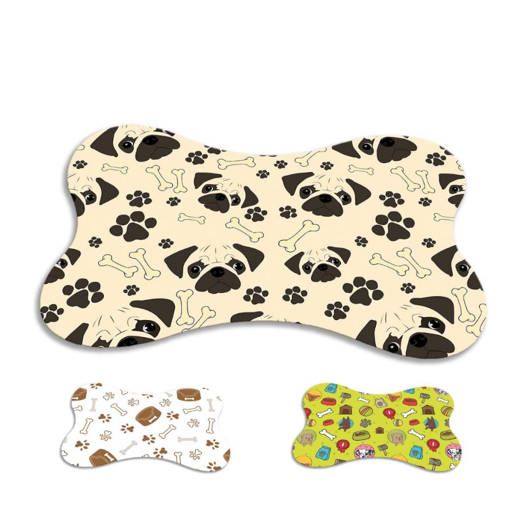 Kit 3 Tapete Pet Patinha Para Comedouro Osso 46x30