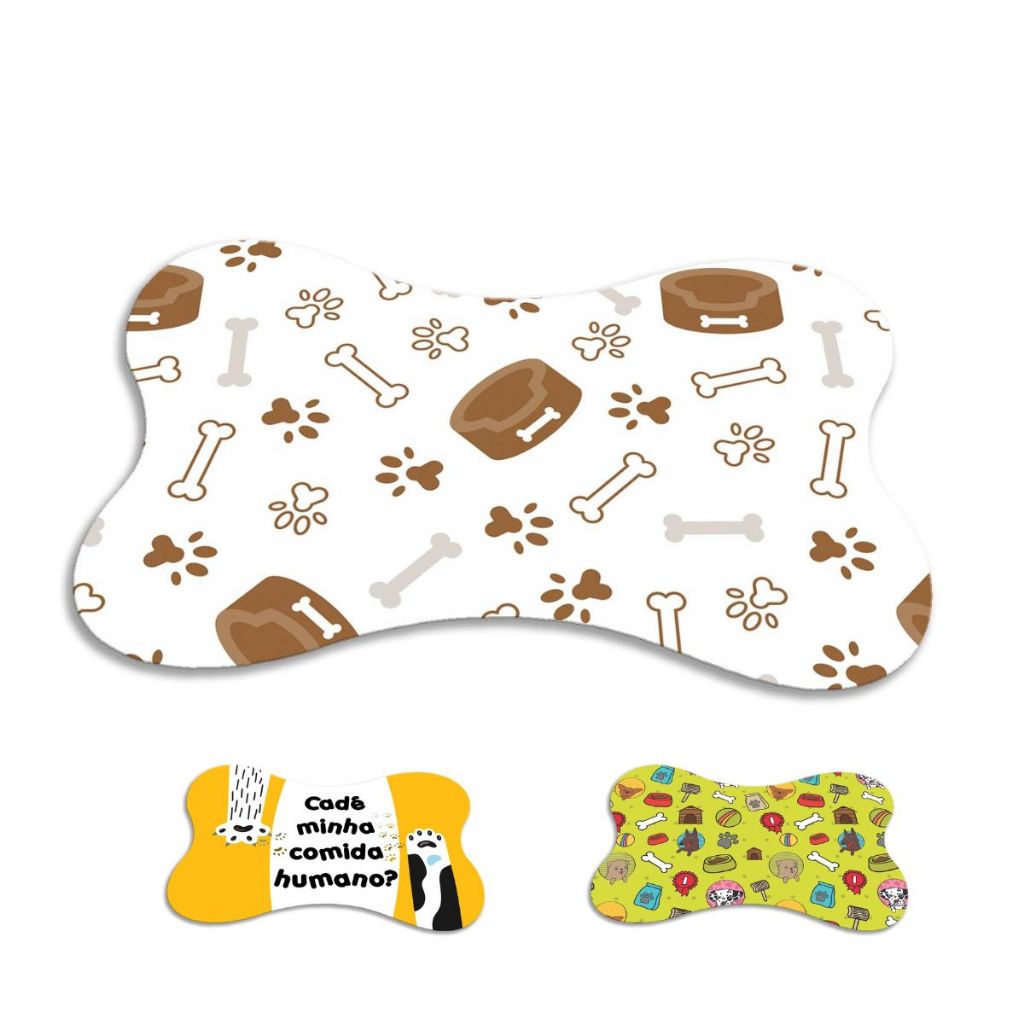 Kit 3 Tapete Pet Para Comedouro Osso 46x36