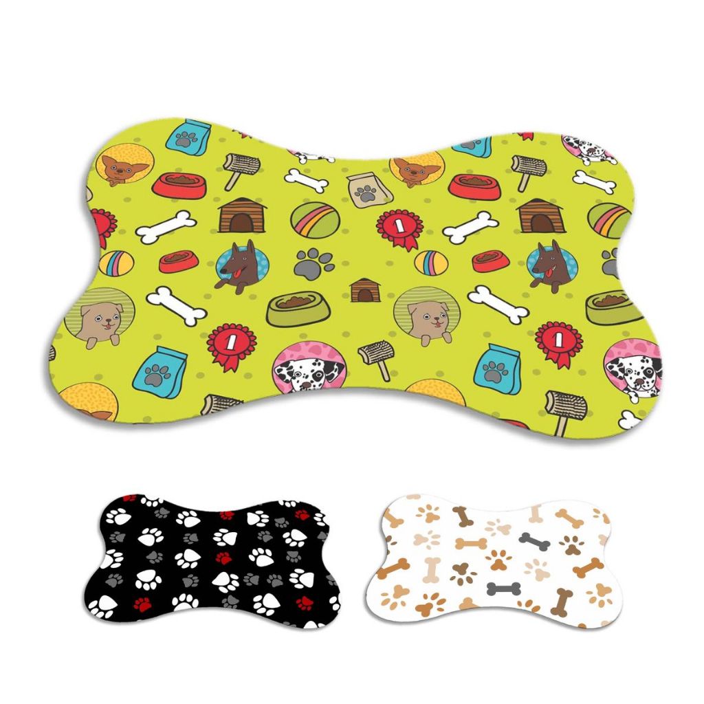 Kit 3 Tapete Pet Para Comedouro Osso 46x30