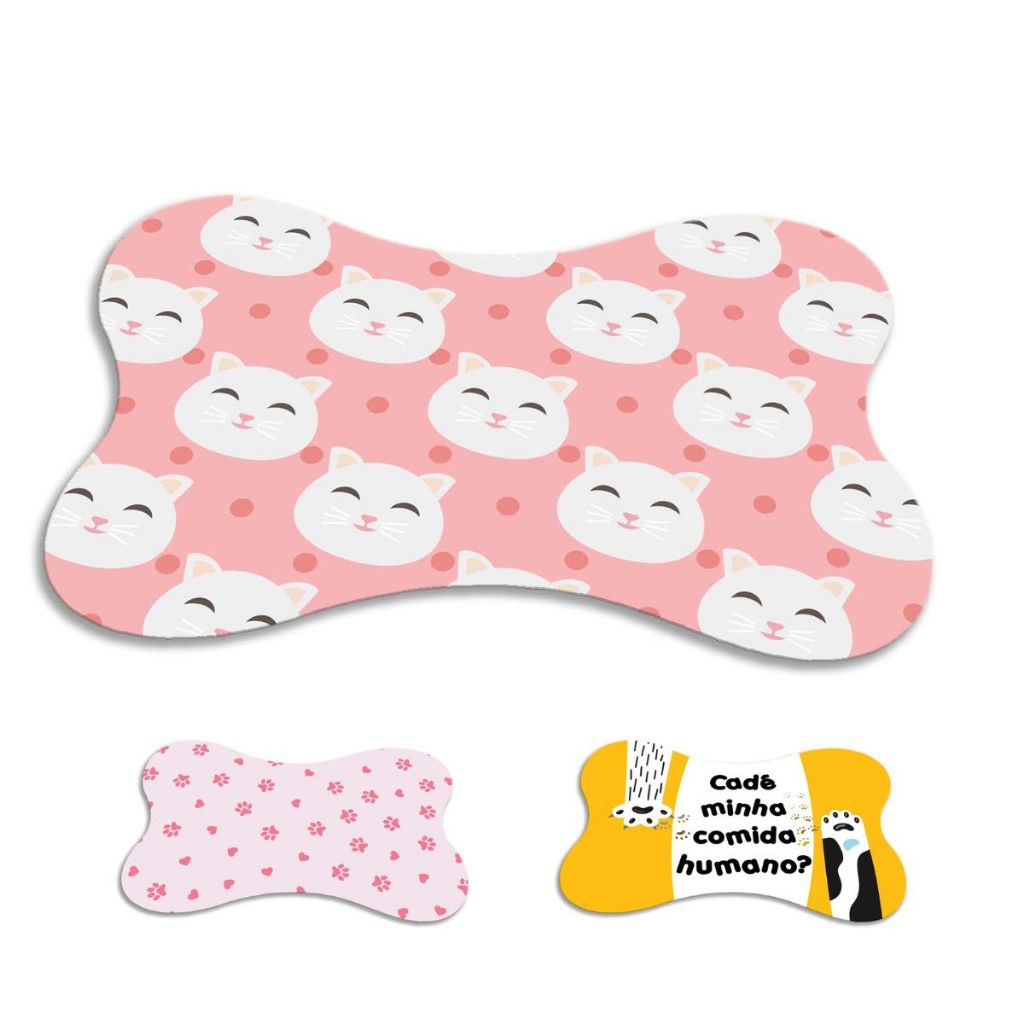 Kit 3 Tapete Pet Para Comedouro Osso 46x36