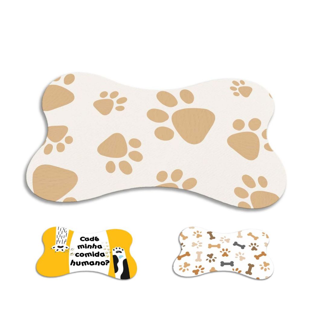Kit 3 Tapete Pet Para Comedouro Osso 46x30