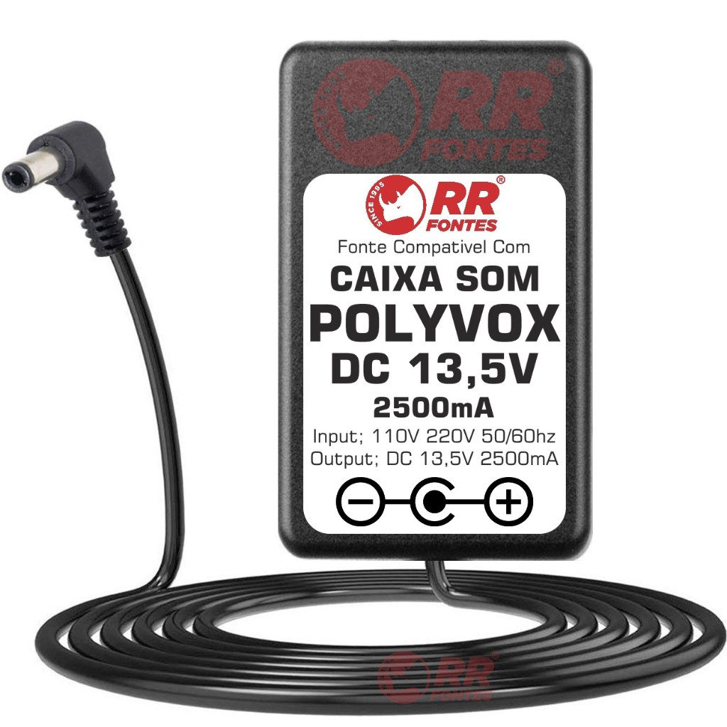Fonte Dc 13,5v Para Caixa de som Amplificada Bazuka Polivox