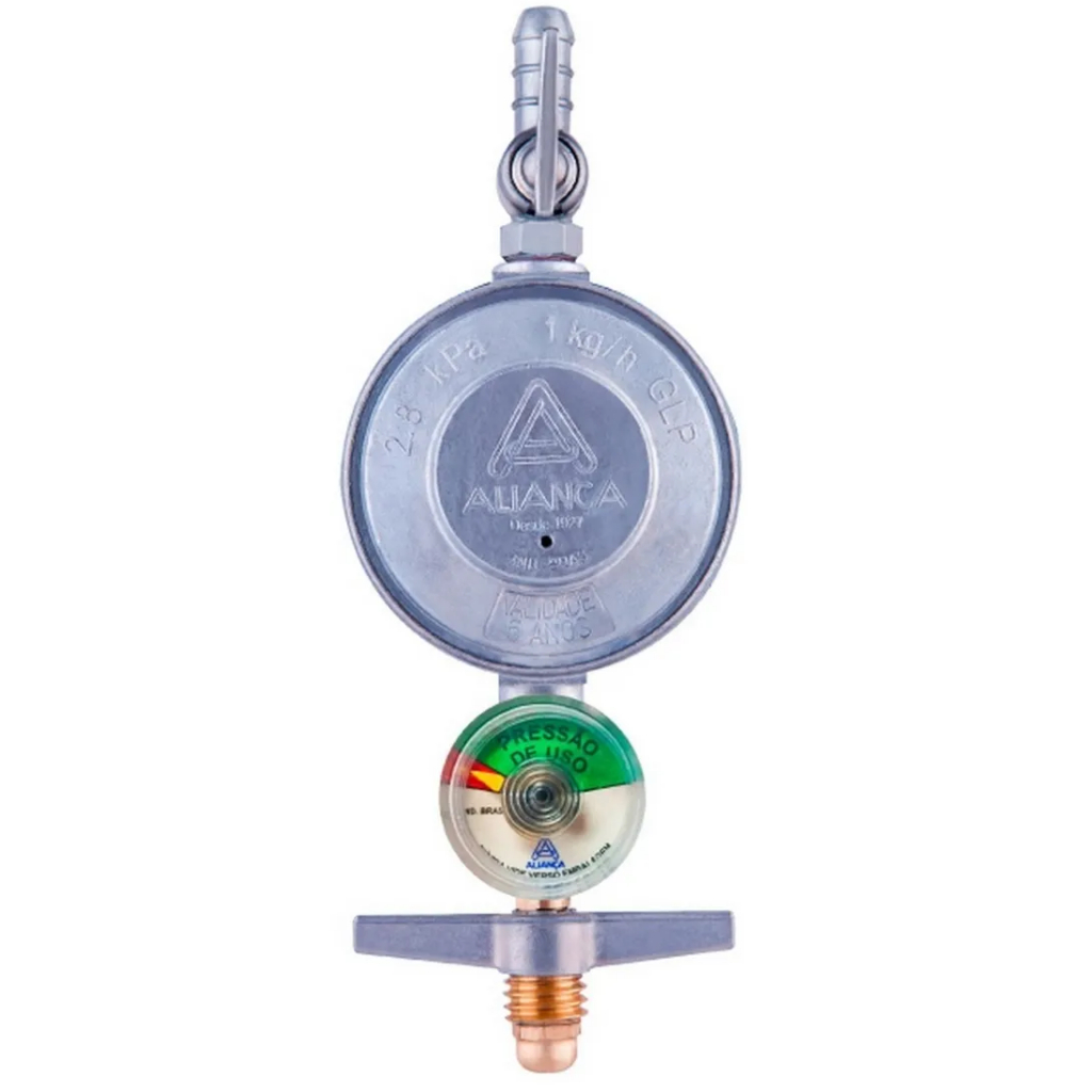 Regulador Medidor De Gás Aliança Manômetro Registro Cozinha