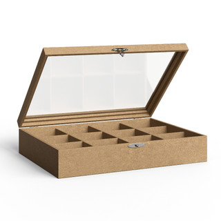 Caixa Mdf Crista Box Especiarias - Porta Joias - Porta Relogios - Porta Chá Gin 31x23x7