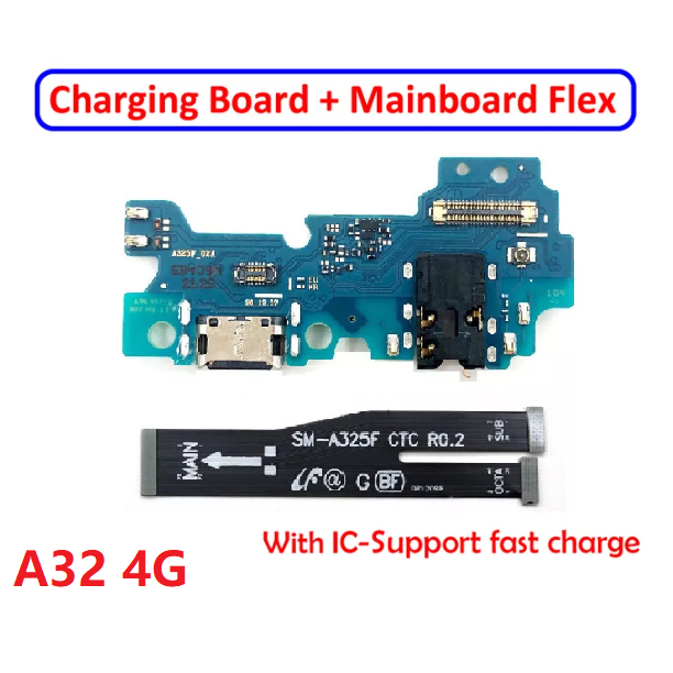 Flex Sub Placa Mãe Main Lcd +Placa Conector De Carga Usb Compatível  A32 4g A325 Turbo em Oferta na Shopee