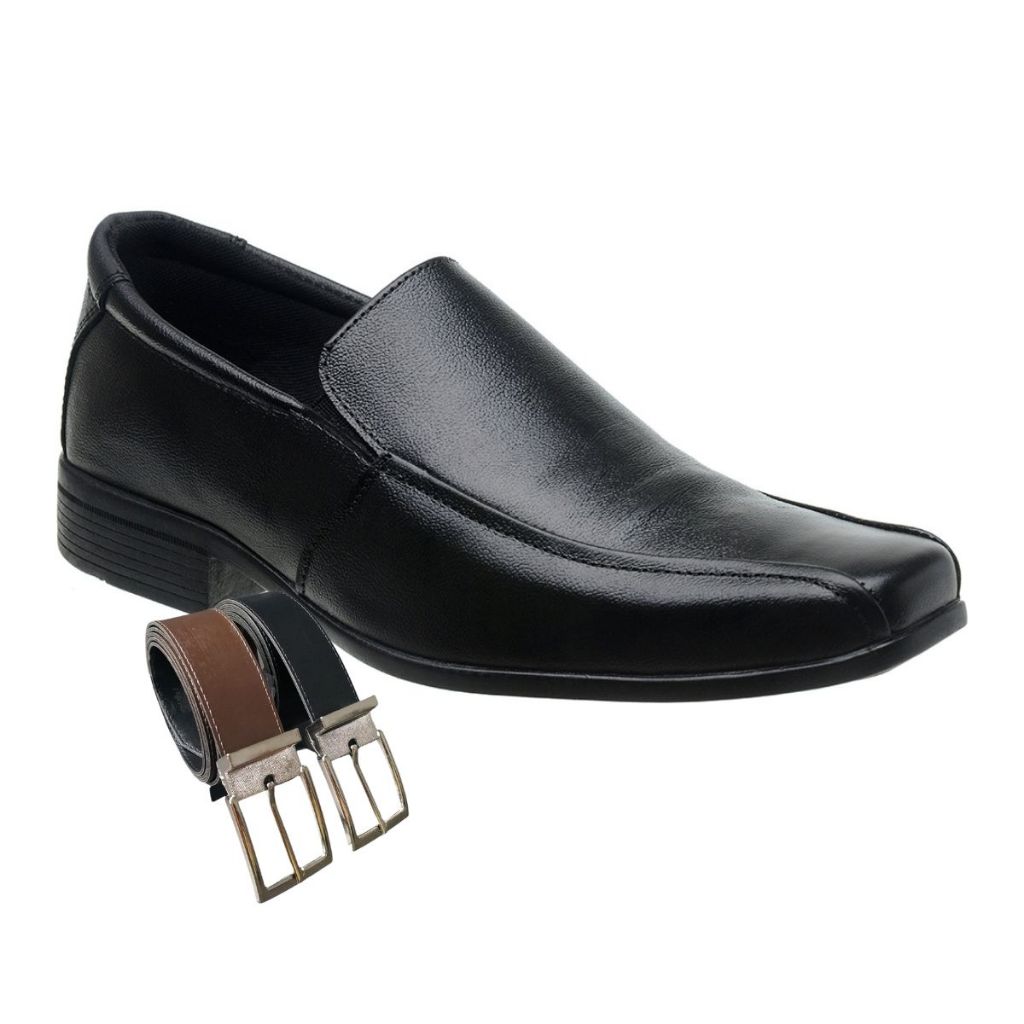 Sapato Social Masculino Couro Oxford Com Elástico Muito Elegante + Cinto