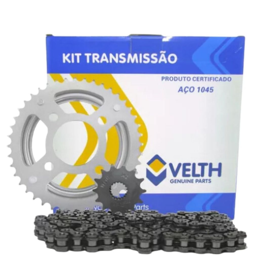 Kit Relação Transmissão Honda Cg Titan 83-99 aço 1045 com selo inmetro PROMOÇÃO