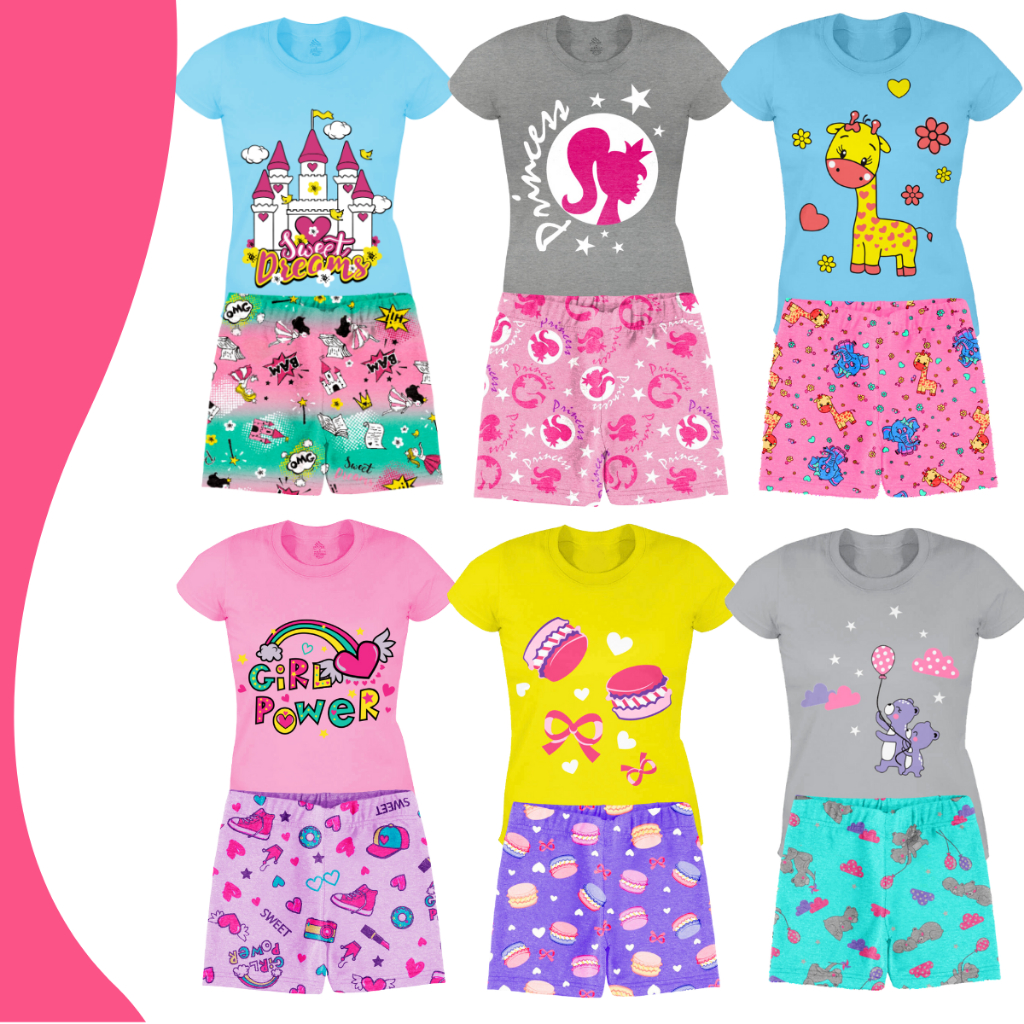 Kit 12 Peças Roupa Infantil Menina 6 Conjuntos Infantil Roupa Menina Verão 1 Ao 14